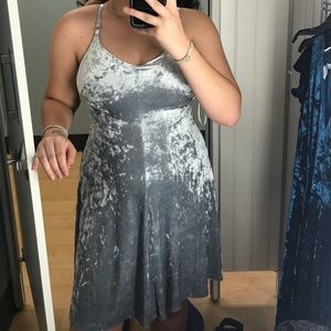 grey velvet calvin klein dress
